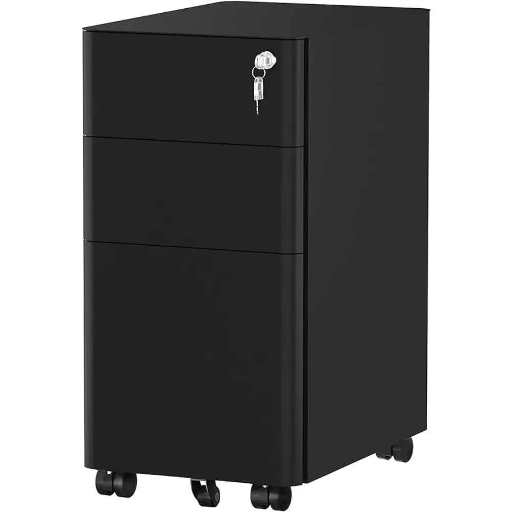 Compact Portable Slim File Cabinet Drawers with Keys 3-Drawer Metal Filing Cabinet Office Storage Furniture Freight free