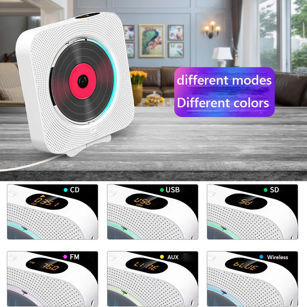 Portable CD Player Bluetooth Speaker LED Screen Wall Mounted Music Player FM Radio with Remote Control portable cd player,wall mounted cd player