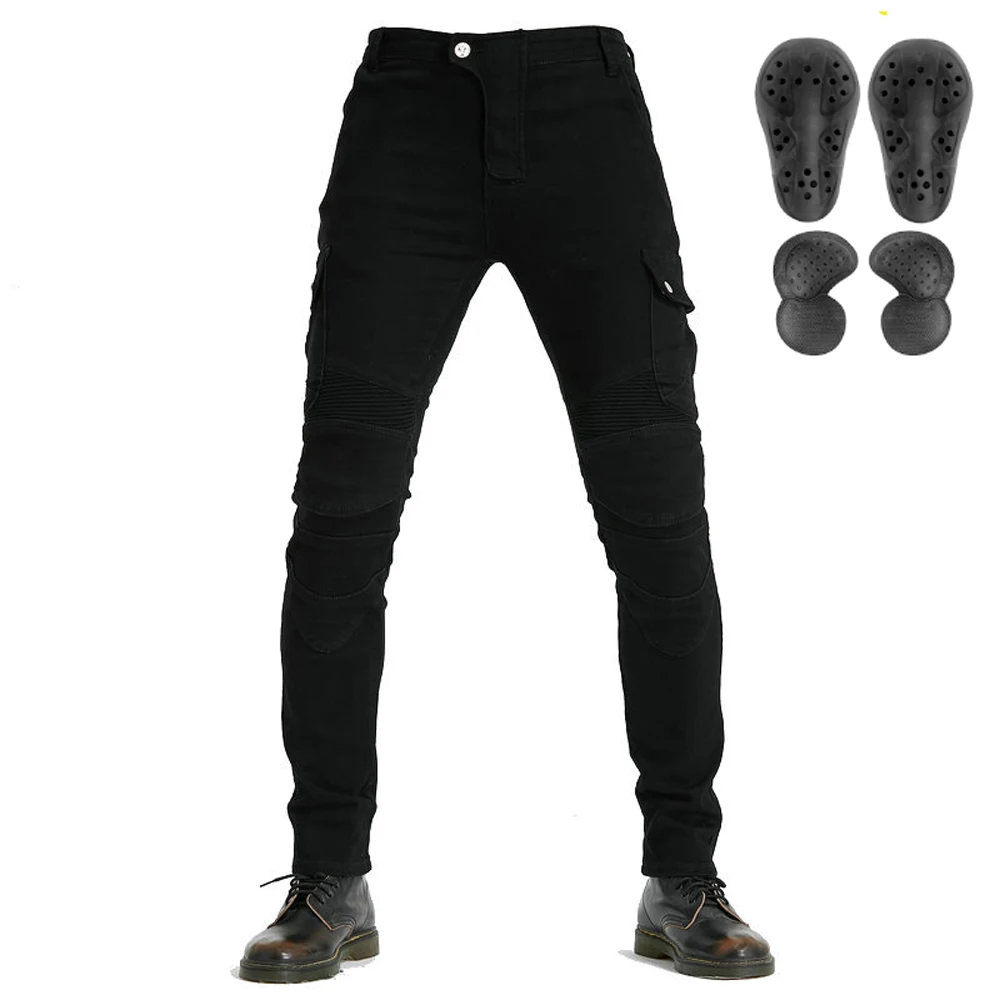야외 오토바이 라이딩 진 캐주얼 다용도 라이딩 팬츠 오토바이 스트레치 안티폴 멀티 포켓 디자인