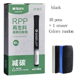 Erasable Multi - Color Whiteboard Markers for School, Office, and Meeting Use (Black 10pc 1 eraser)