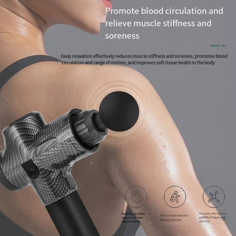 Fascia Gun Carbon Multi Force Adjustment Impact Massage Deep Muscles Neck Back Deep Tissue Muscle Relaxation Pain Relief Fitness
