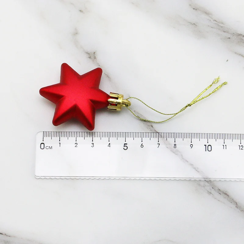 (12 Pcs/pack) 5cm Christmas Pendant Star Xtmas Tree Ball Pendant Electroplated Plastic Matte Mixed Decoration Accessory Party
