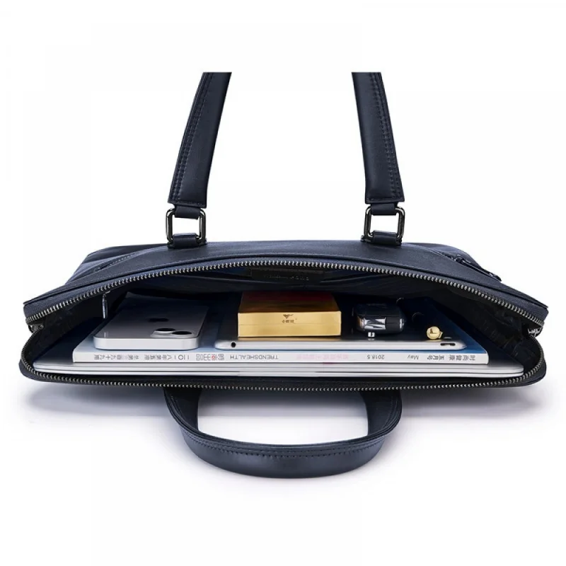 King Barrow Men's Briefcase Laptop Bag Genuine Leather Briefcase First Layer Cowhide 15-Inch Computer Bag