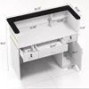 Reception Desk with Counter, Modern Front Table Equipped Lockers & Storage Shelves, 50-inch Checkout Counter with LED Lights 2
