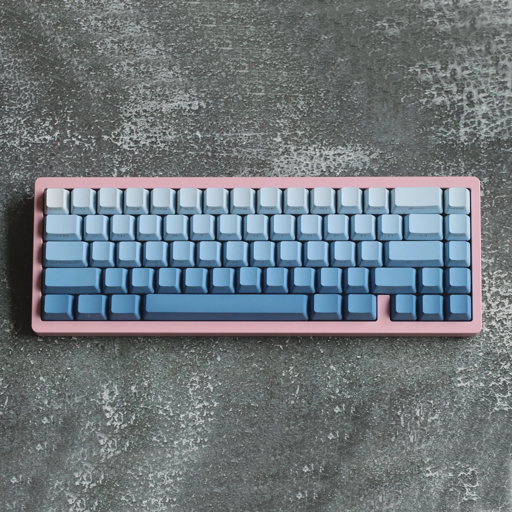 Backlit Keycaps Transparentes para Teclados Nevoeiro Azul Gradiente Keycaps Perfil Oem Lado e Impressão Superior Pbt Gk61 68 87 104 Teclas - Imagem 3