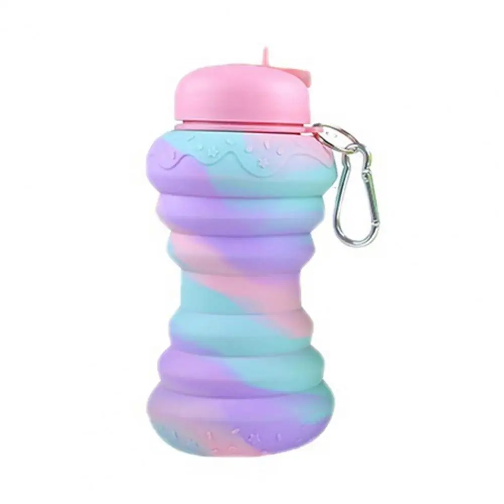 600ML Folding Water Cup Large Caliber Doughnut Shape Sport Bottle Drop-resistant Portable Water Cup Daily Use