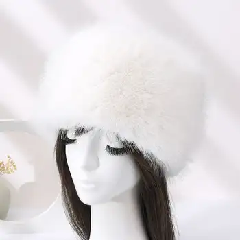 2023 Winter Thick Furry Hairband Fluffy Russian Faux Fur Women Girl Fur Headband Hat Winter Outdoor Earwarmer Ski Hats Hot