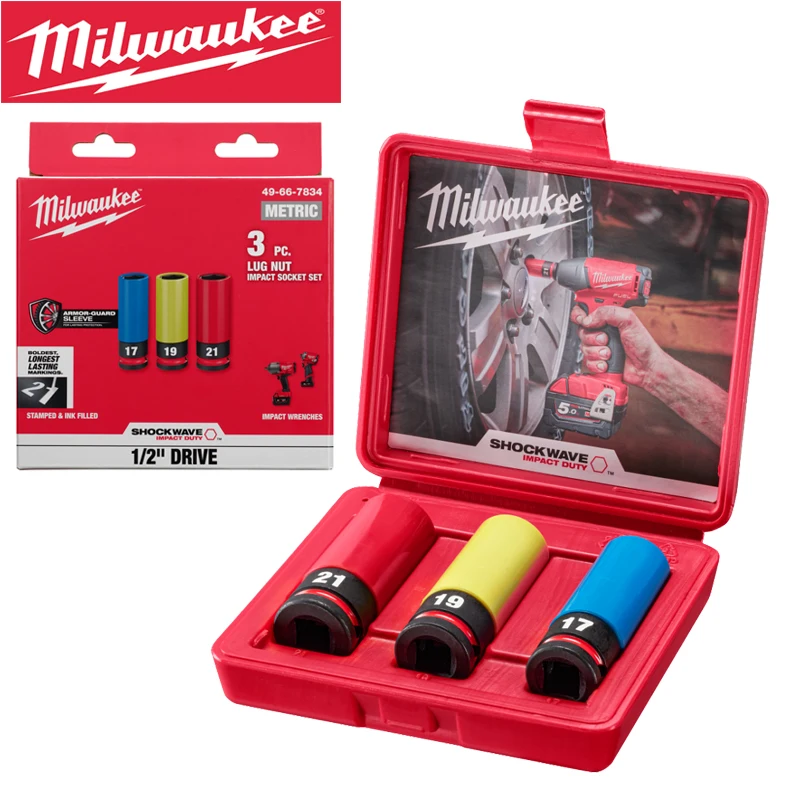 Ушная гайка Milwaukee 49-66-7834, гайка на колесо, ударная волна 1/2, метрический ударный привод, авторемонт, аксессуары для электроинструмента с высоким крутящим моментом