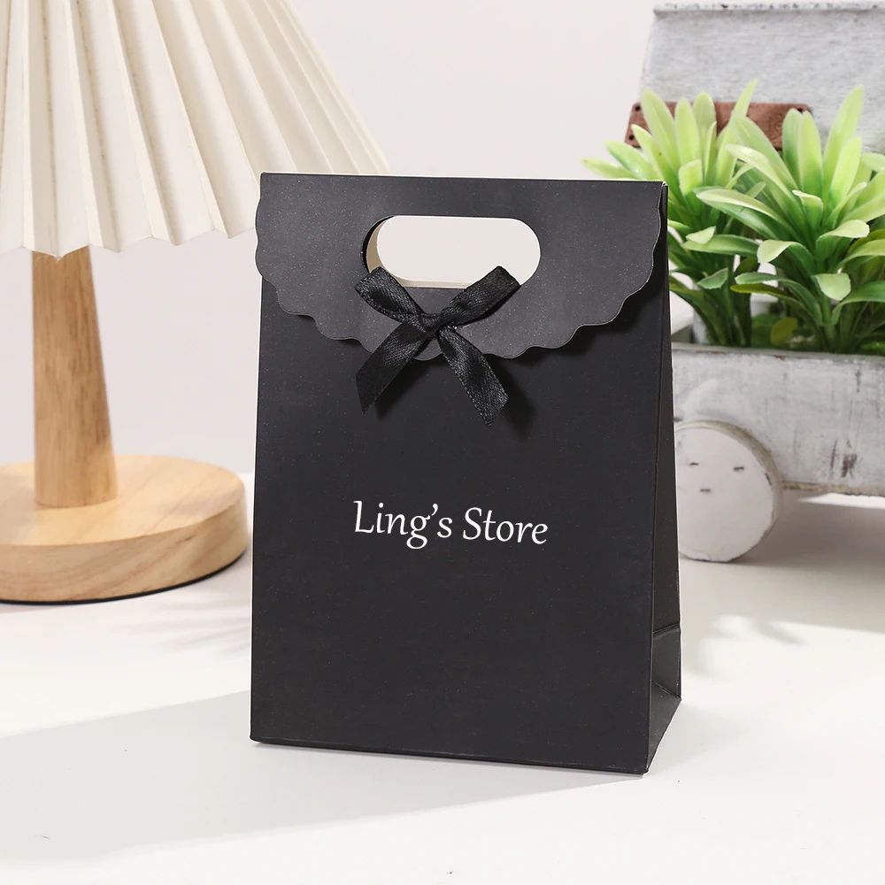 50 Stück personalisierte Logo-Schmuck-Papiertüten mit Griff, Geschenkverpackung, Einkaufstaschen, Geburtstags-, Parfüm-, Keks-, Obst-, Kuchen- und tragbare Boxen – Detail 10