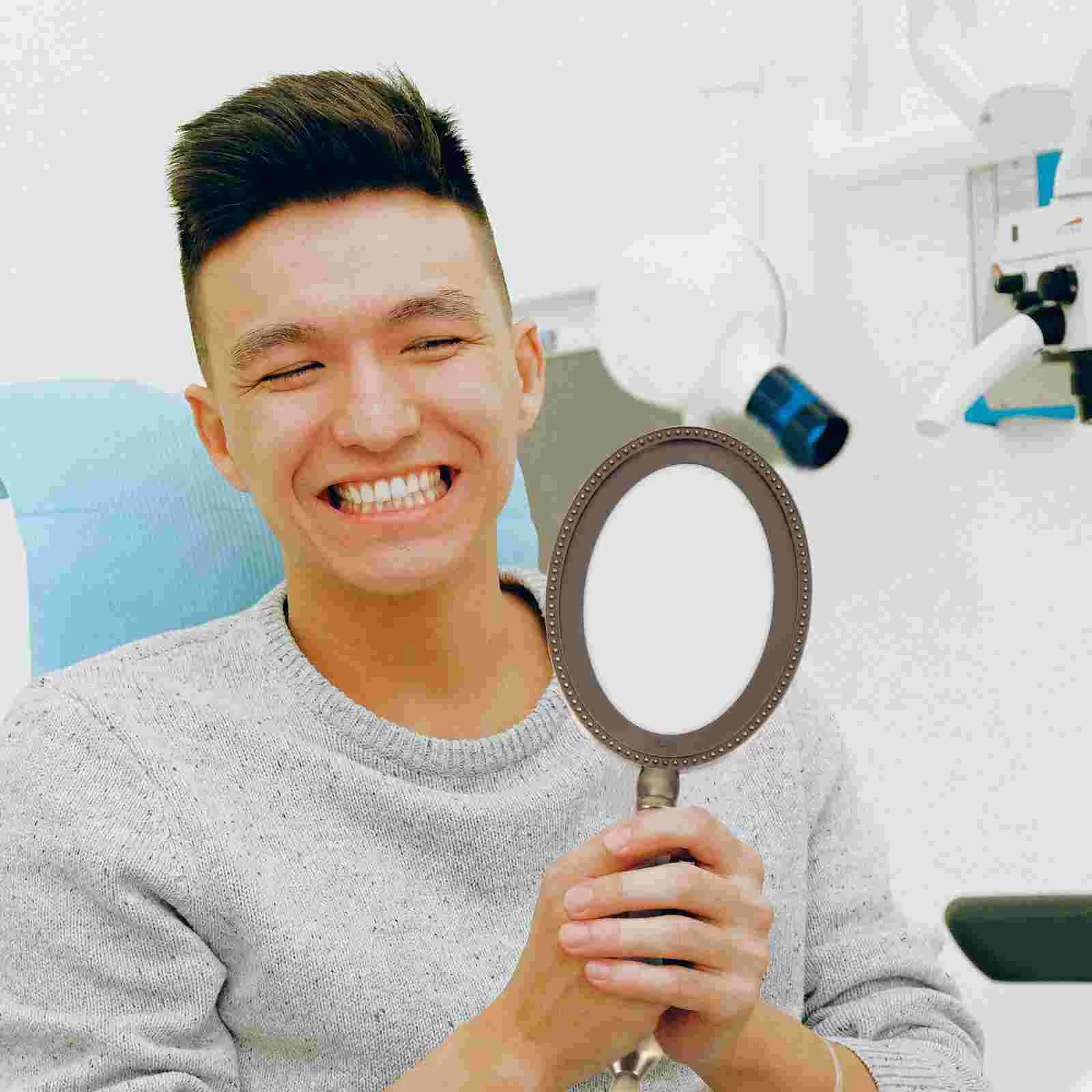 손잡이가있는 휴대용 거울 소형 메이크업 거울 레트로 여행 미용 액세서리 내구성이 뛰어난 경량 여성용 선물