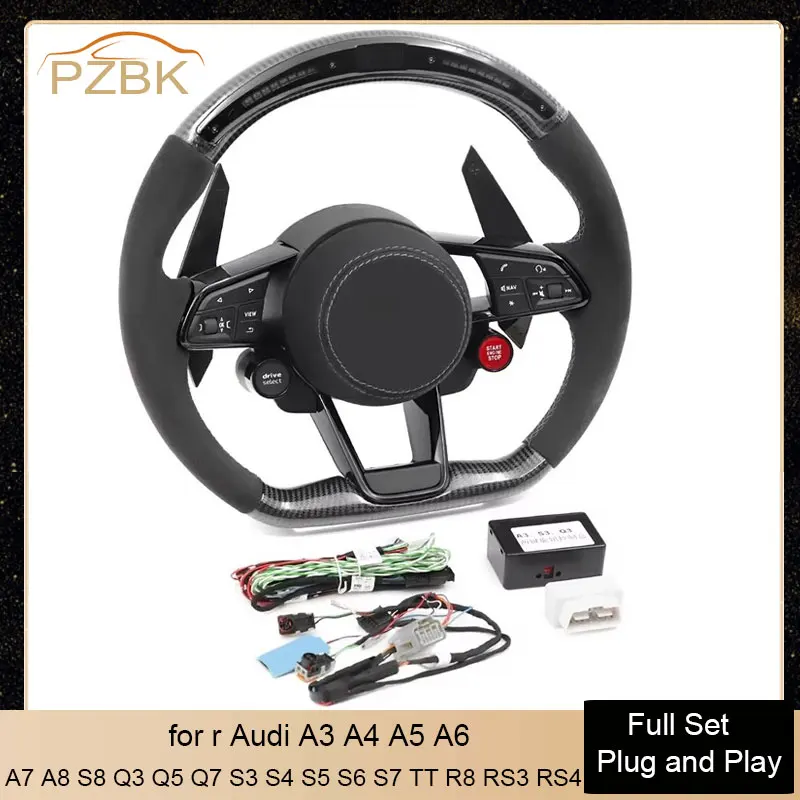 LED 카본 자동차 스티어링 휠 어셈블리 드라이브 선택 버튼 아우디 A3 A4 A5 A6 A7 A8 S8 Q3 Q5 Q7 S3 S4 S5 S6 S7 TT R8 RS3 RS4