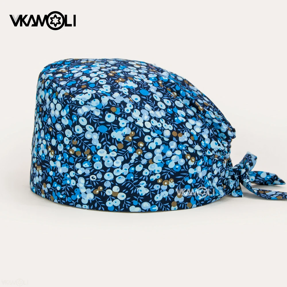 Cappello da Infermiera Regolabile in Cotone Stampa Floreale