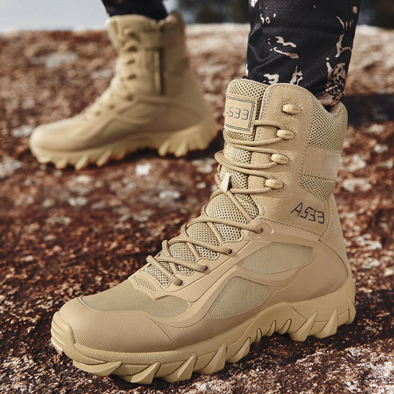 

Men Tactical Boots Breathable Special Forces Outdoor Walking Training Combat High Top Desert Military Boots Botas Militares