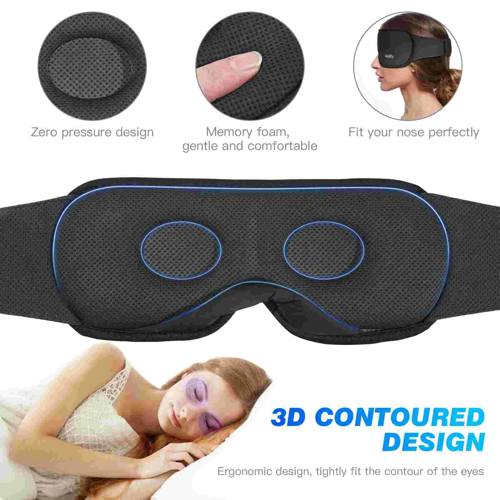 

Eye for and Men, 3D Contoured Cup Sleeping& Blindfold, Concave Molded Night, Block Out Light, Comfort Eye Shade Cover for