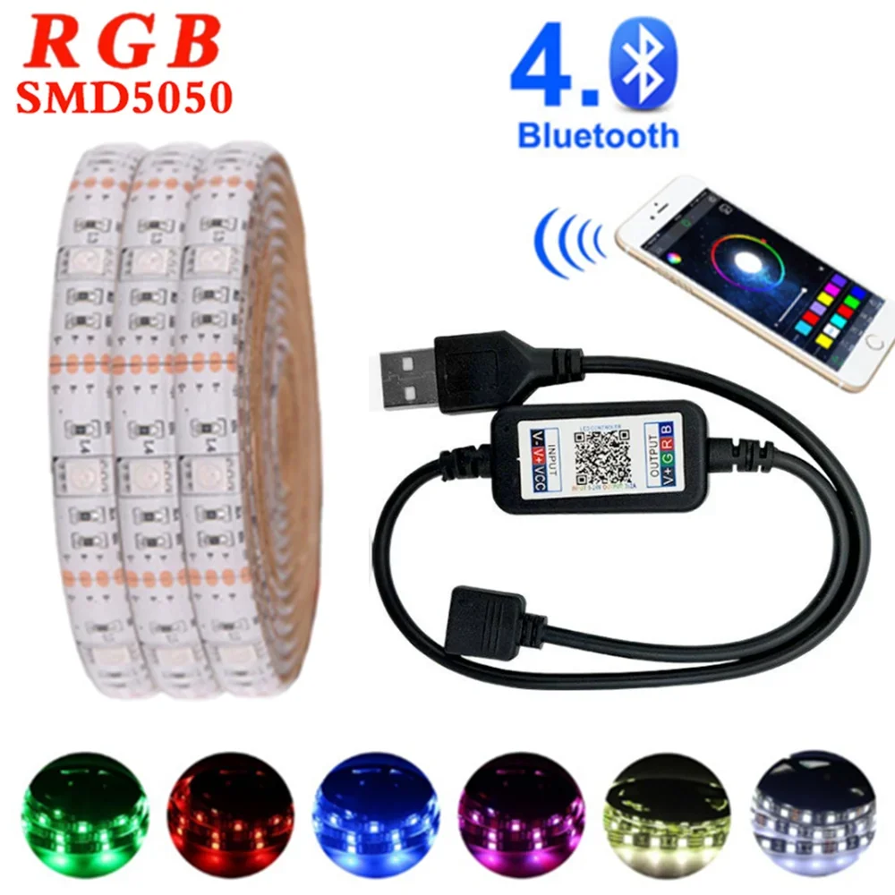 

Bluetooth APP USB LED Strip Light 5V Led Lights 5050 RGB 0.5M 1M 2M 3M 4M 5M For TV Desktop Screen BackLight Diode Tape Lamp