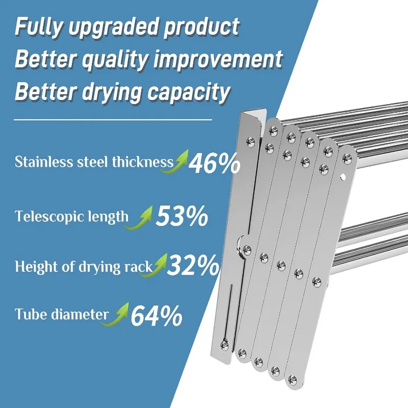 Wall Mounted Clothes Drying Rack,Stainless Steel Foldable Drying Rack for Laundry Room/Bathroom Tower，Easy