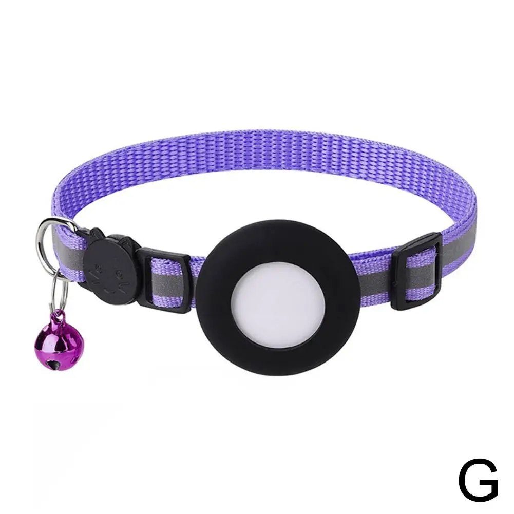 Enhanced Pet GPS Anti-Lost Reflective Cat Collar with Bell and Protective Tracker Holder