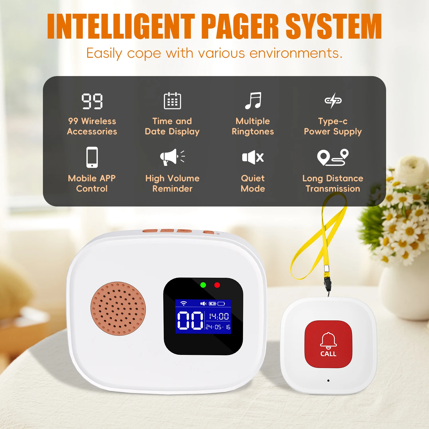Tuya SOS WiFi sans fil soignant téléavertisseur système de bouton d'appel bouton d'alerte d'urgence pour personnes âgées Patient handicapé personnes âgées intérieur 2
