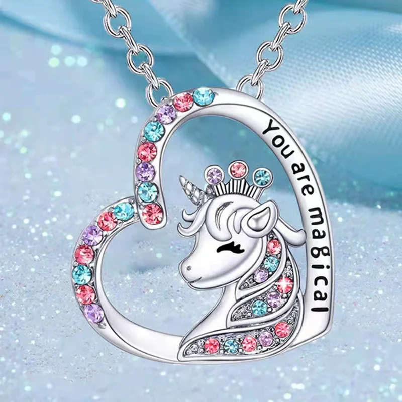 Fashion Initial Letter Unicorn Necklace You Are Magical Horse Pendant Necklaces For Girls Birthday Gifts - Image 2