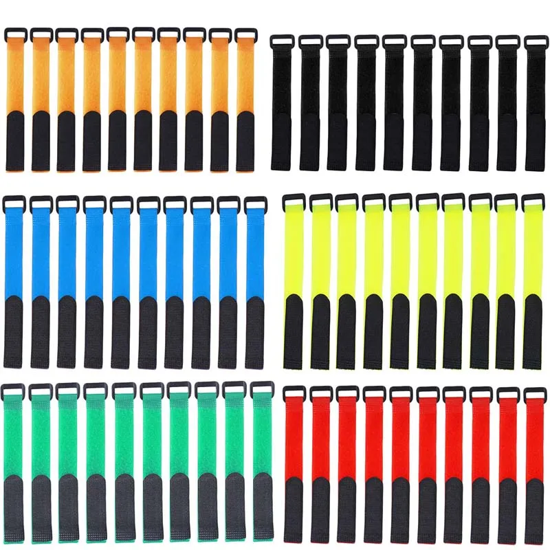Fishing Rod Tie Holder 10pcs/set Reusable Fishing Rod Tie Holder Strap Suspenders Fastener Hook Loop Cable Cord Tie Belt Fixed Tackle Box Accessories