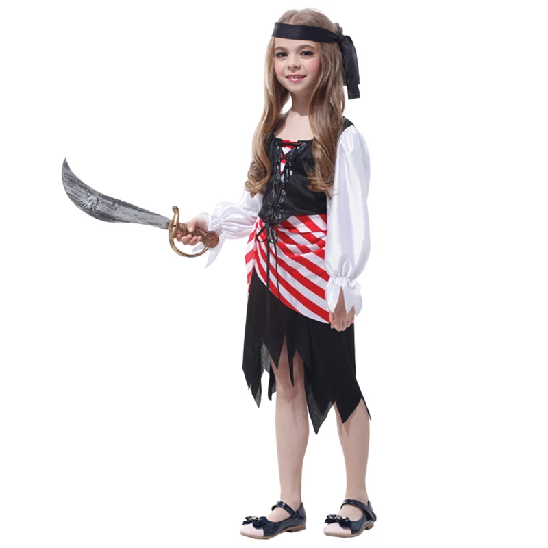 Purim Kids Girl Pirate Costume Children Captain Jack Cosplay Set for Christmas New Year Pirate Clothes