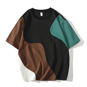 Maglietta sportiva HIP HOP Streetwear magliette da uomo Casual 2024 estate maniche corte maglietta kaki nera Tees Oversize 4XL 3XL