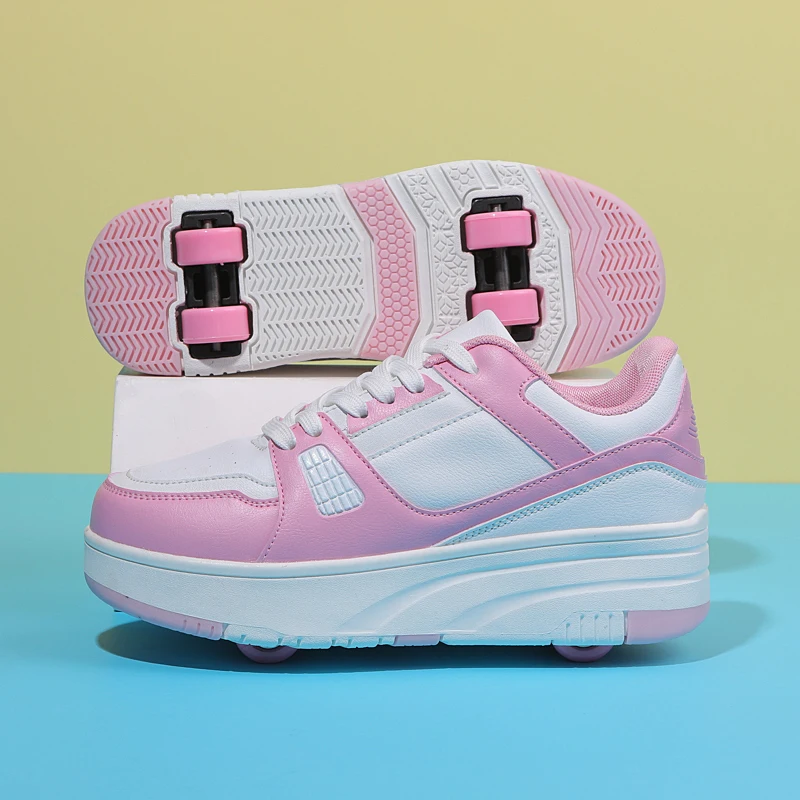 

Autumn Kids School Shoes for Unisex Designer Leather Walking Shoes Boy Fashion Pink Four Wheel Rampage Shoes Kids Girls