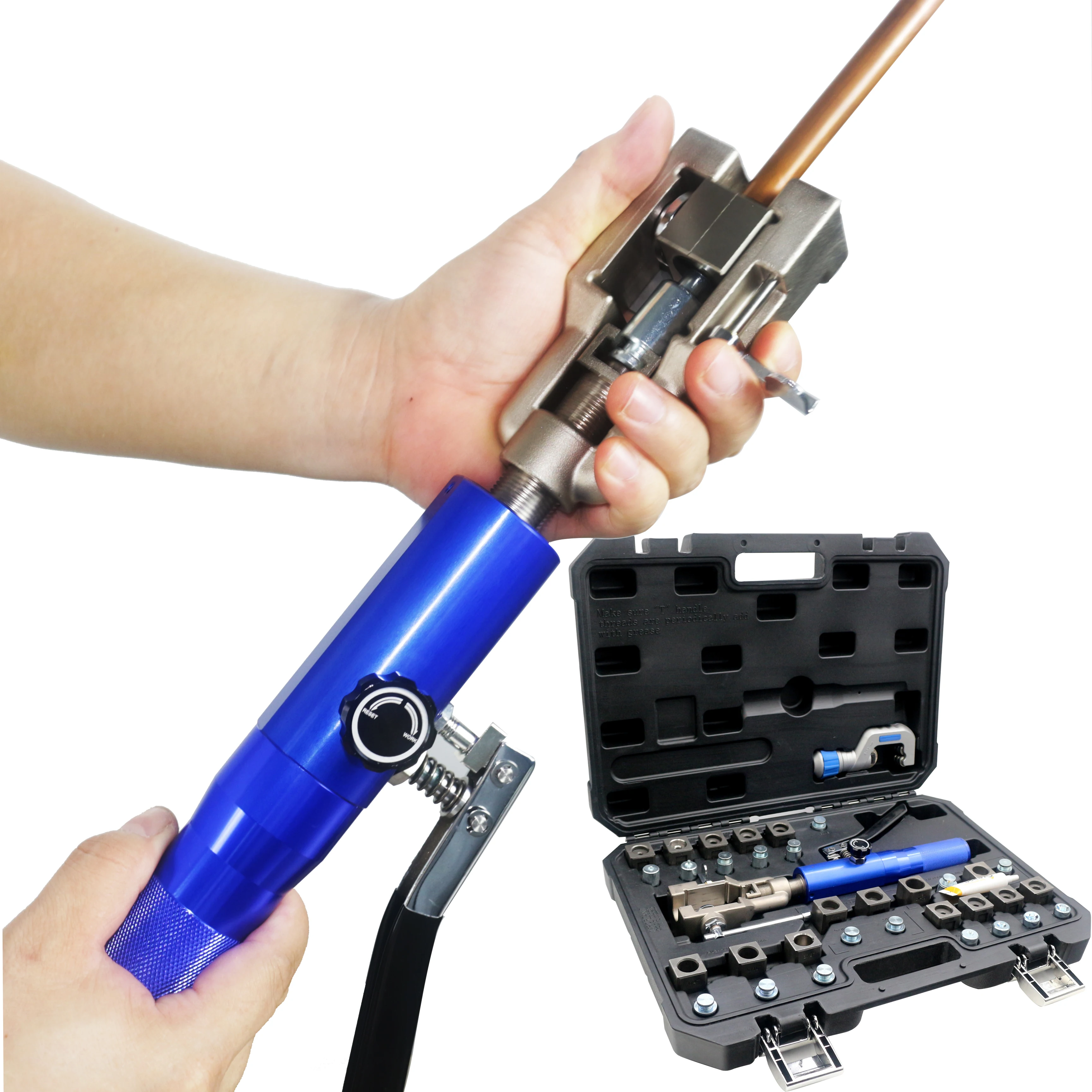 UNIVERSAL HYDRAULIC FLARING TOOL SET IG-72485 WITH GM TRANSMISSION COOLING LINE DIES AND ADAPTERS FOR BRAKE LINE