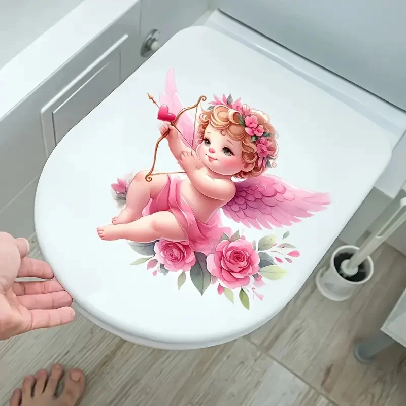 Love Bow and Arrow Toilet Stickers Bright Bathroom for Home Decoration Vinyl Animal Decals Art Wall Paper Poster vinyl stickers toilet stickers toilet wall stickers toilet seat stickers