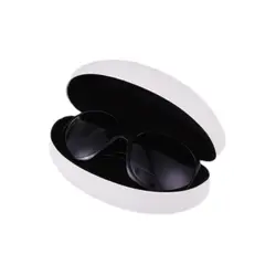 Elegant Leather Sunglasses Case with Durable Iron Box Design (White)