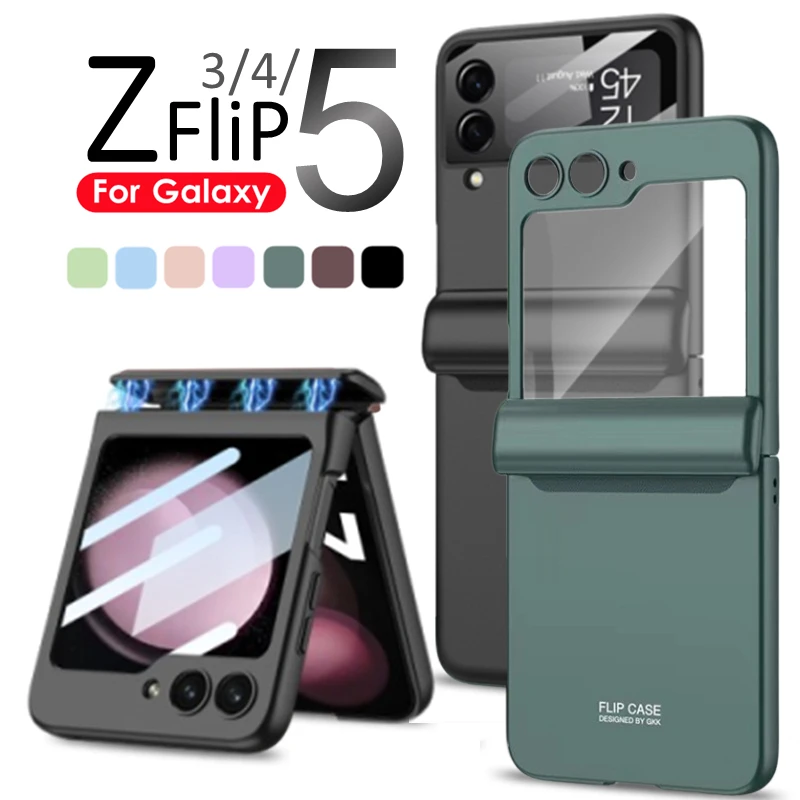 

Flip5 Luxury Magnetic Case For Samsung Galaxy Z Flip 5 4 3 5G Camera Hinge Protective Full Cover Bumper for ZFlip5 ZFlip4 ZFlip3