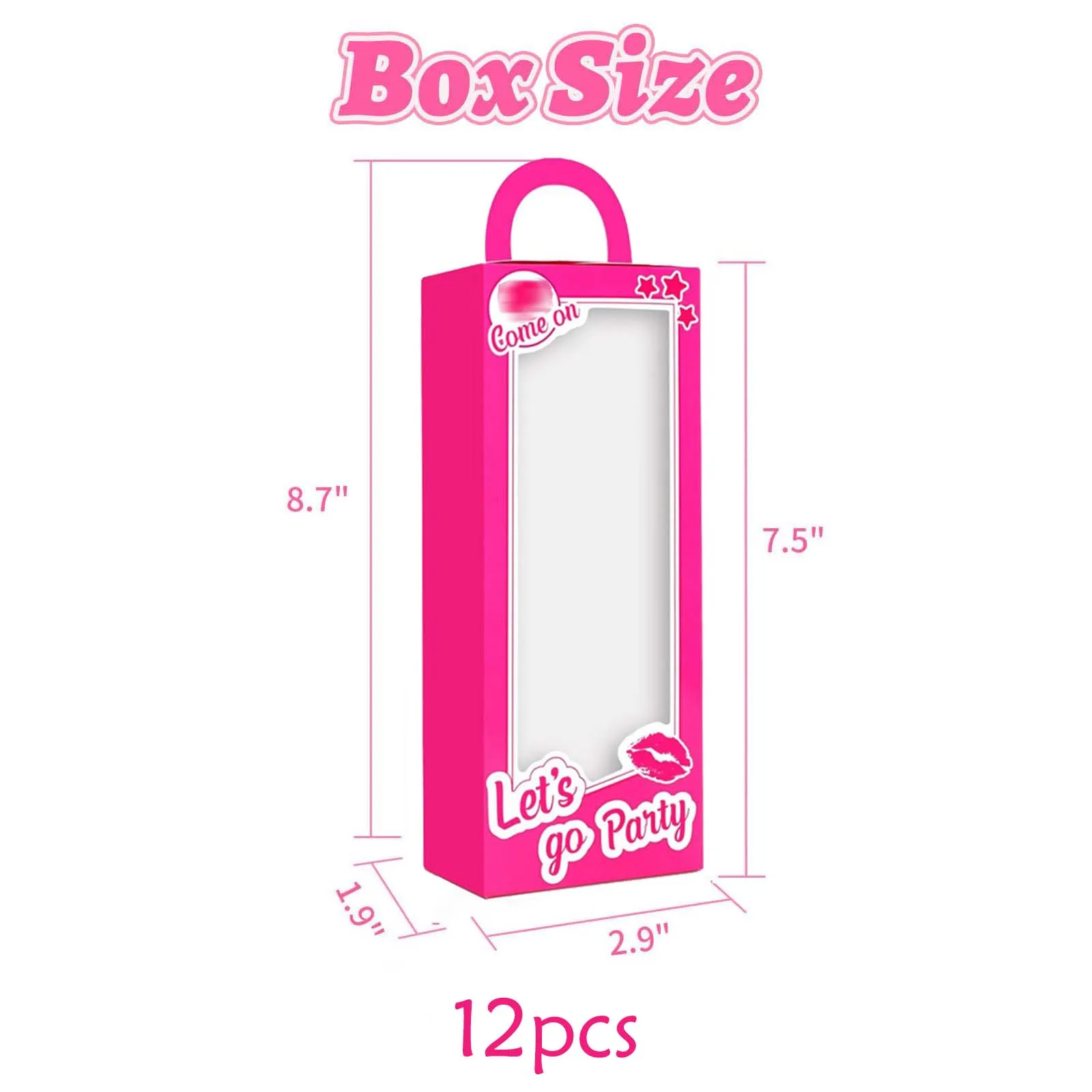 12PCS Hot Pink Doll Party Favor Boxes with Handles, Cute Gift Boxes for Candy, Cookies,... - SKU PFB01009 - UGI Packaging