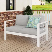 Outdoor Patio Sofa, All-Weather Metal Outdoors Couch with Cushions, Outdoor Loveseat Aluminum Patio Furniture Sofa 1