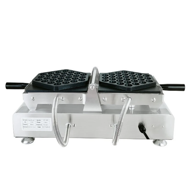 1500W Waffle Maker Commercial HongKong Bubble Egg Puff Cake Baker Machine Reversible Double Baking Pans Snacks Food Stall
