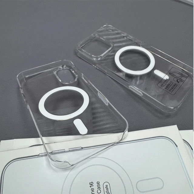 Para MagSafe funda de teléfono transparente Original para iPhone 17 16 15 14 13 Pro Max Plus17 Air cubierta de teléfono de animación de carga inalámbrica