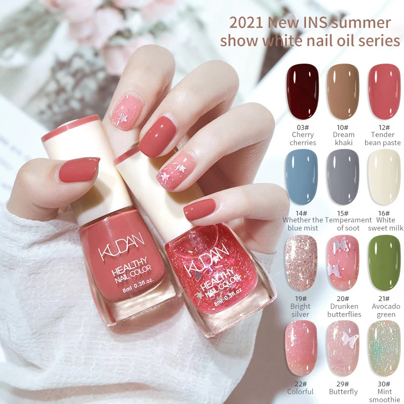Base Oil Free Baking Non-fading Beauty Nailart Transparent Nail Polish 8ml Nail Polish Quick Drying Bright Oil nail polish