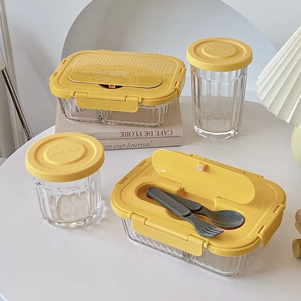 

New Style Lunch Box Glass 1000ML Microwave Bento Box Food Storage Box School Food Containers Compartment