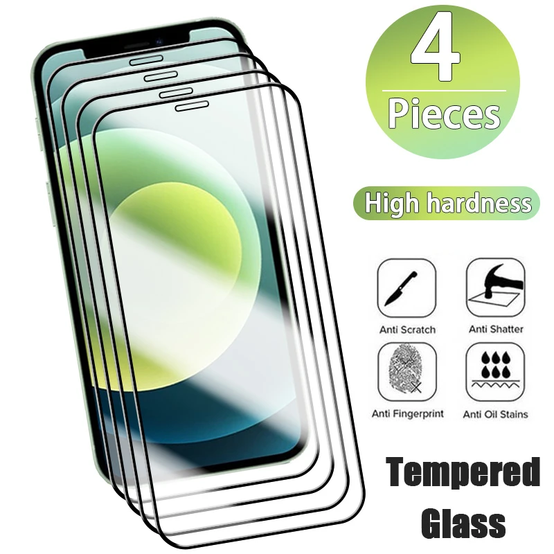 4PCS Screen Protector for iPhone 14 13 12 11 Pro Max Mini Tempered