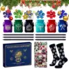 Christmas Advent Calendar with Polyhedral Dice Pouches Necklaces Stickers Socks Funny Christmas Gifts for board game lovers