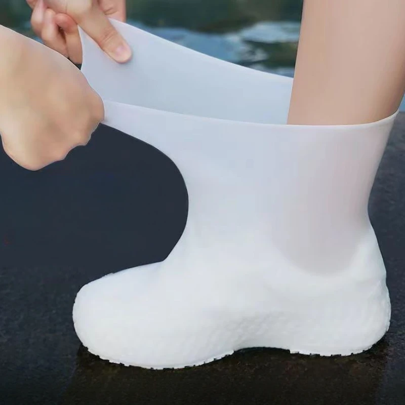 1 Pair Waterproof Silicone Shoe Cover Recyclable Boot Cover Protector Outdoor Rainy Slip-resistant Rain Shoes Covers