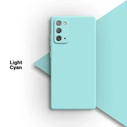 Stylish Square Soft Silicone Phone Case - High-Quality Solid Color Back Cover for Samsung Note20 Ultra (Light Cyan)
