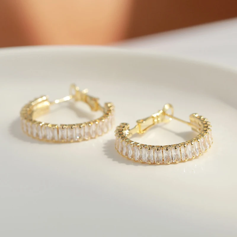 Zircon Statement Jewelry Zircon Hoop Earrings 2023 New Korean