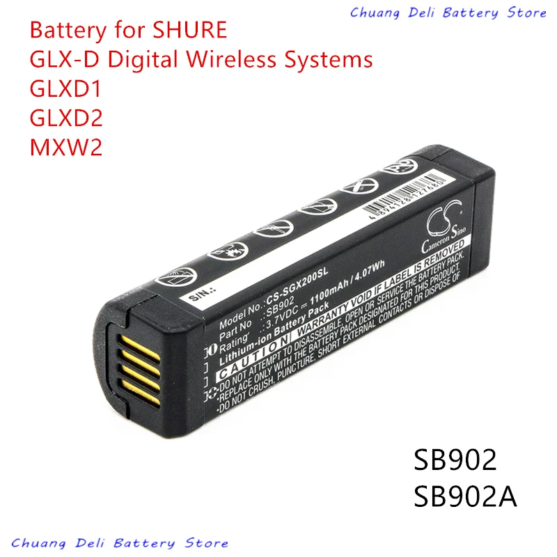Cameron Sino 1100mah Sb902 Sb902a Speaker Battery For Shure Glxd1 Glxd2  Glx-d Digital Wireless Systems Mxw2 - Digital Batteries - AliExpress