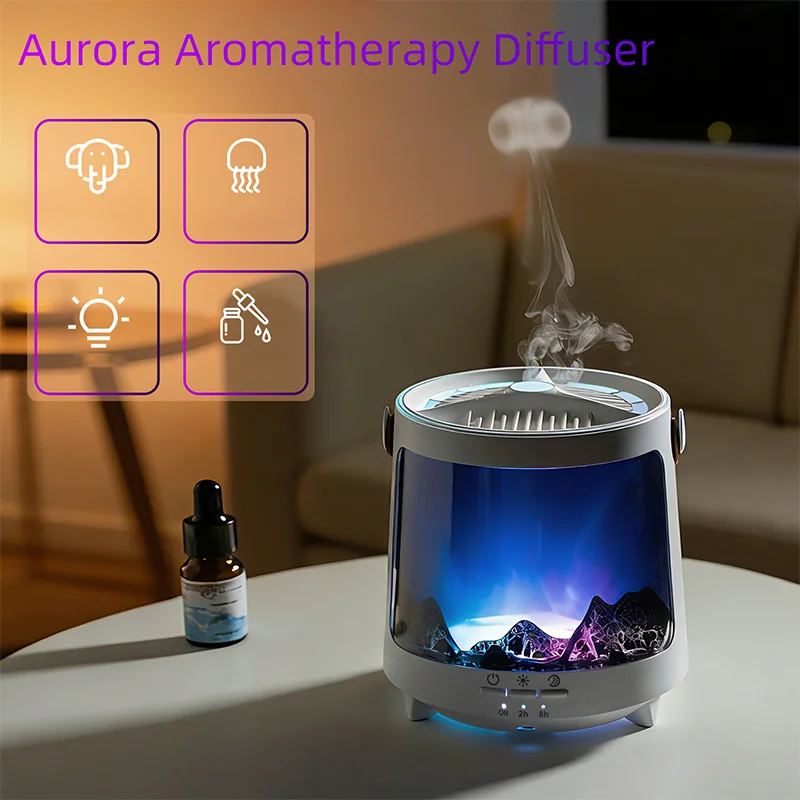 Realistic Flame Aroma Diffuser Colorful Aurora Humidifier 2