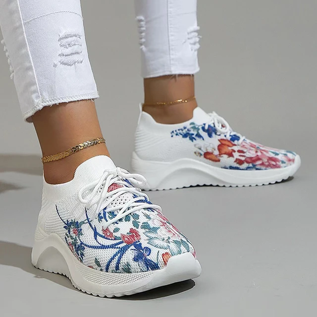 Top more than 75 floral wedge sneakers latest