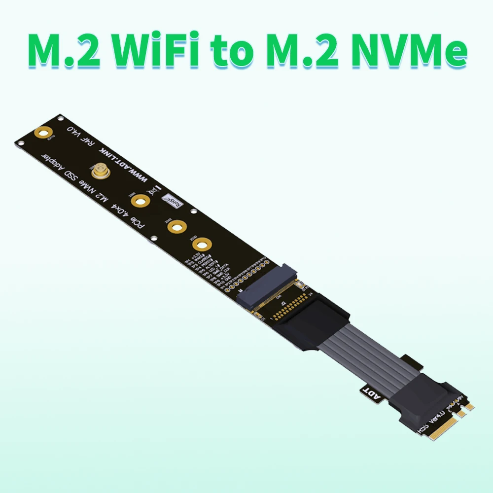 Interface Transferência de Cabo de Extensão Wi-fi e Key Pcie 4.0 x4 M.2 Adaptador Nvme Ssd Suporte Riser m2 Nvme Card Adtlink R54sf M.2