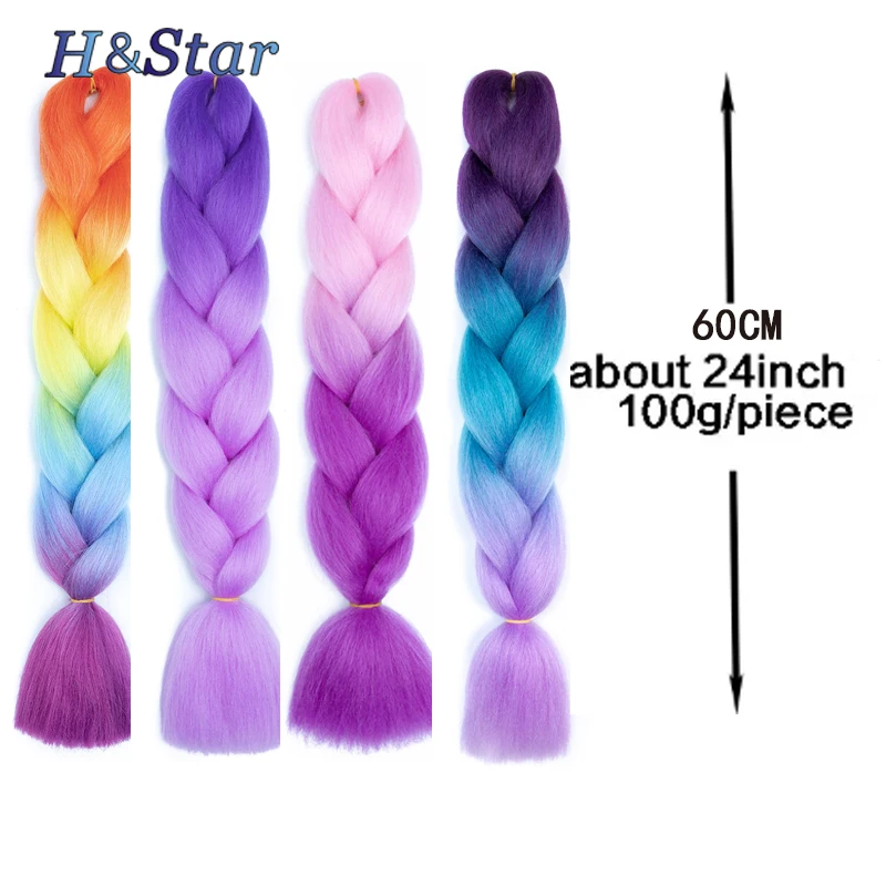 H&STAR 24 Inch Synthetic Jumbo Braids  Braiding Hair Accessories Braids Extensions 100G/Pack Women  for DIY Hair Alororo