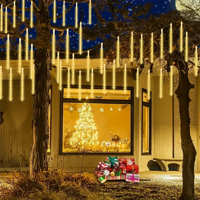 Description Picture 3 of item8/16/24/32 Tubes Meteor Shower Fairy String Lights Holiday Festoon Christmas Lights for Outdoor Street Garland Garden Decoration
