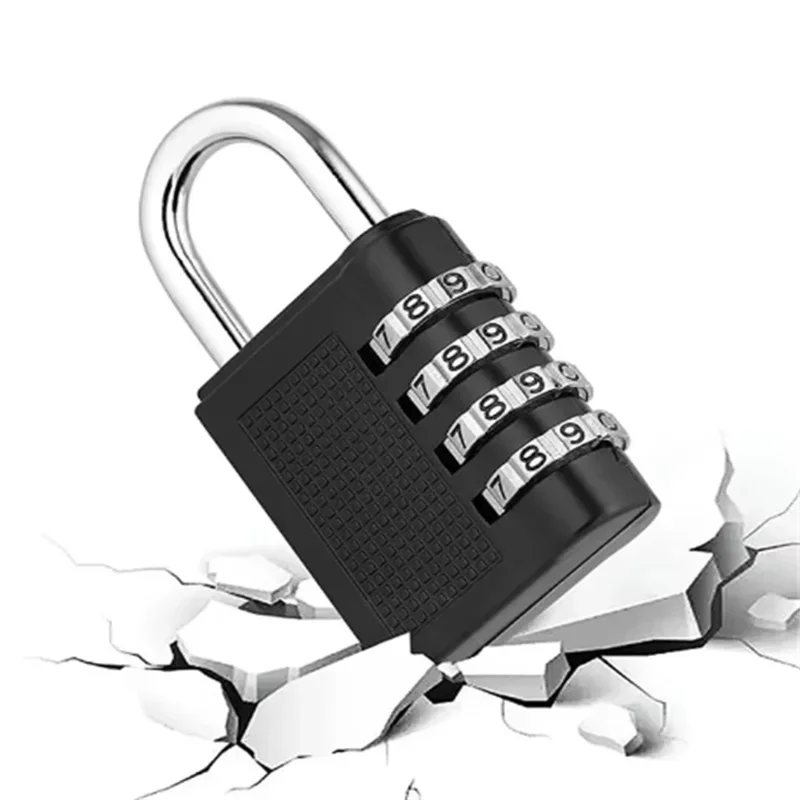 4 Digit Zinc Alloy Combination Lock Padlock Luggage Anti-theft Weatherproof Security Outdoor Gym Safely Code By Lock Black mini padlock