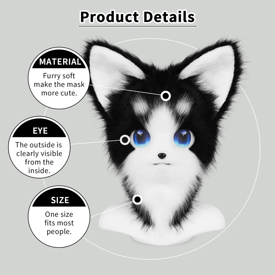 着ぐるみヘッド(ネコ) 動物の毛皮のような着ぐるみヘッドマスクぬいぐるみ猫キツネマスク衣装